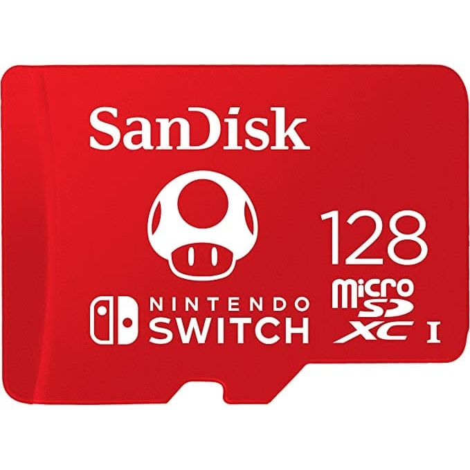 SanDisk 128GB microSDXC card for Nintendo Switch Licensed Product New 100 MB/s UHS-I Class 10 U3 - Red - Gadcet.com